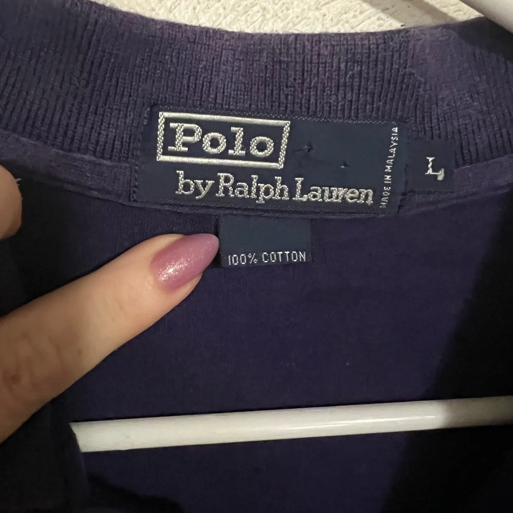 POLO RALPH LAUREN *Vintage* Rugby Style Striped Polo Purple Black Men's Size‎ L